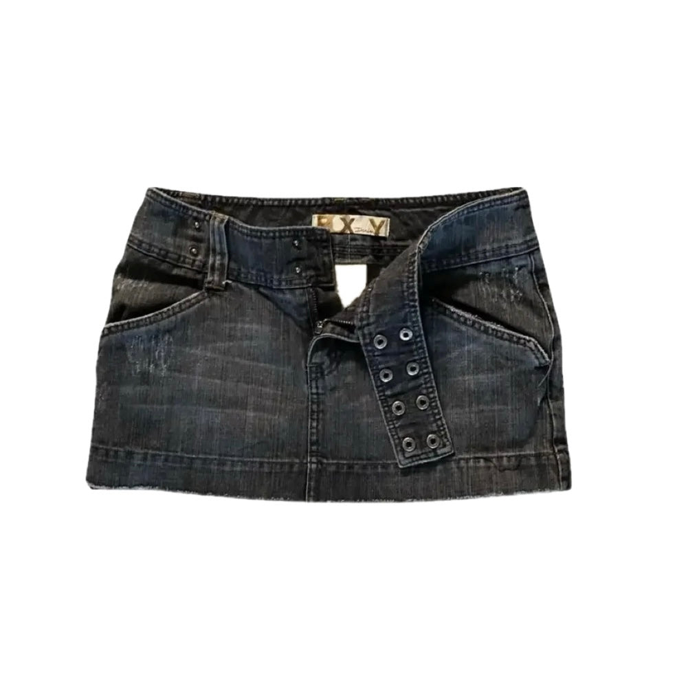 Low Rise Denim Mini Skirt