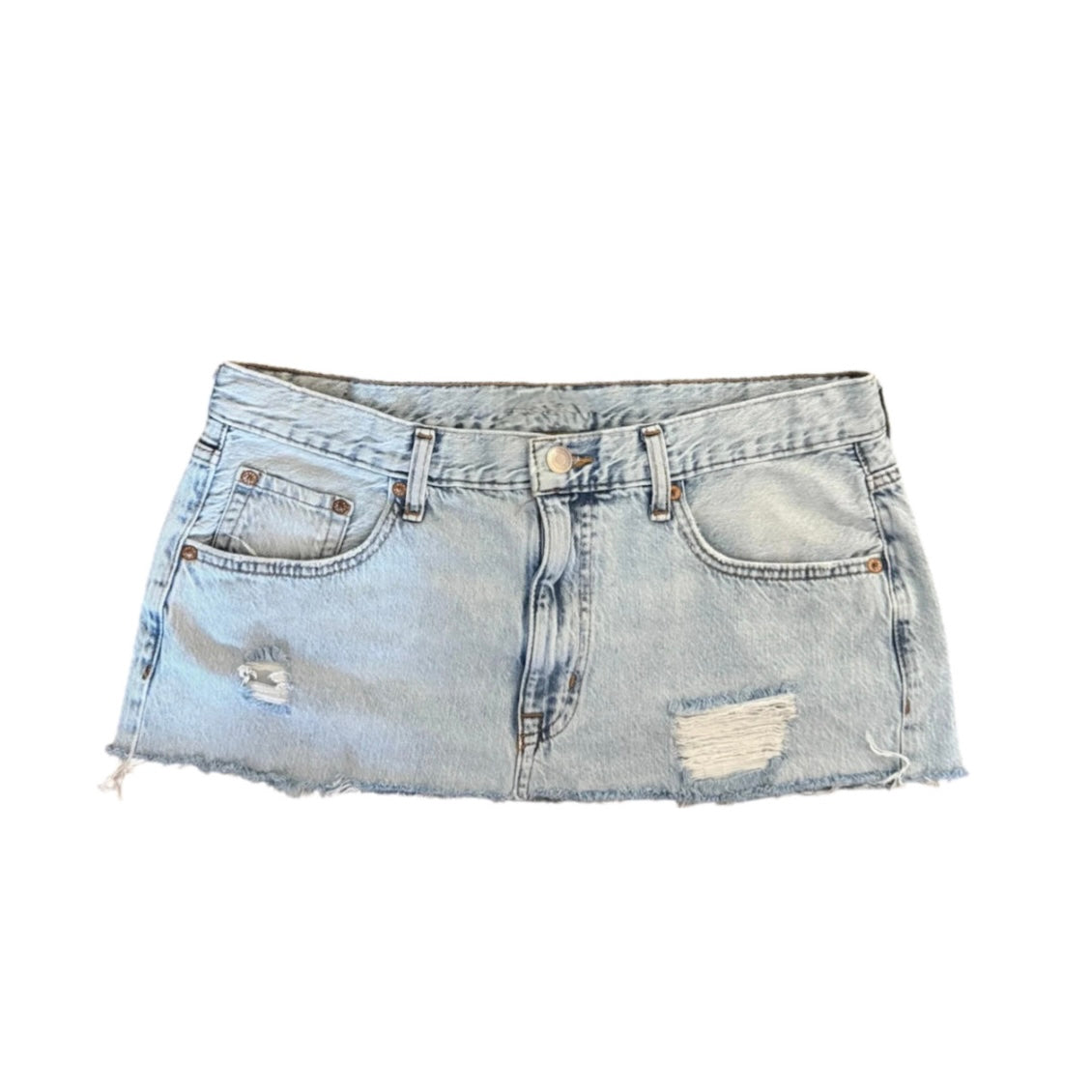 Distressed Denim Skirt