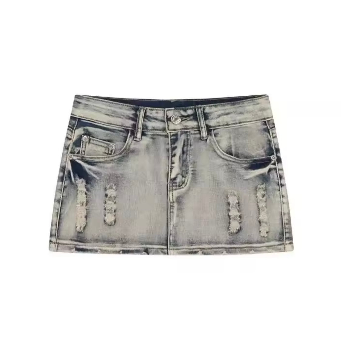 Distressed Denim Mini Skirt