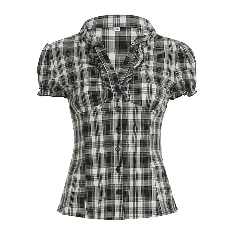 Plaid Ruffle Blouse