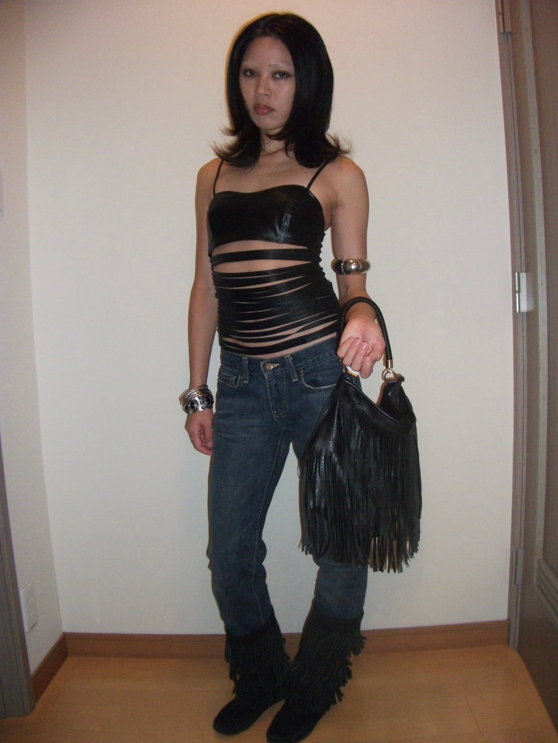 Cut Out Leather Corset