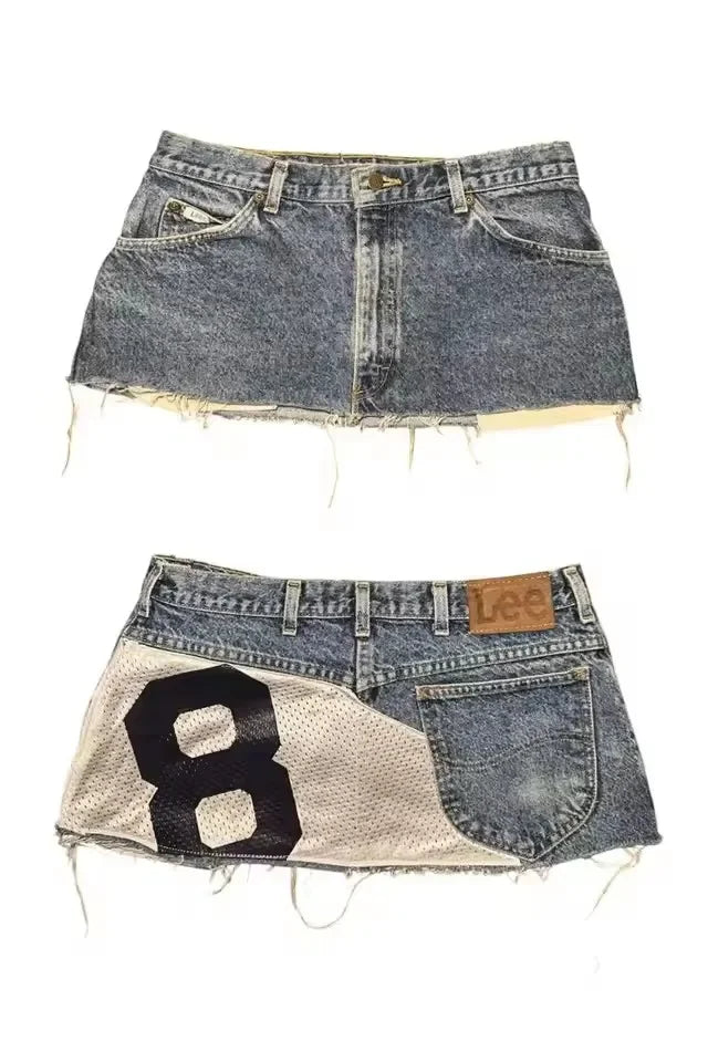 Distressed Denim Skirt