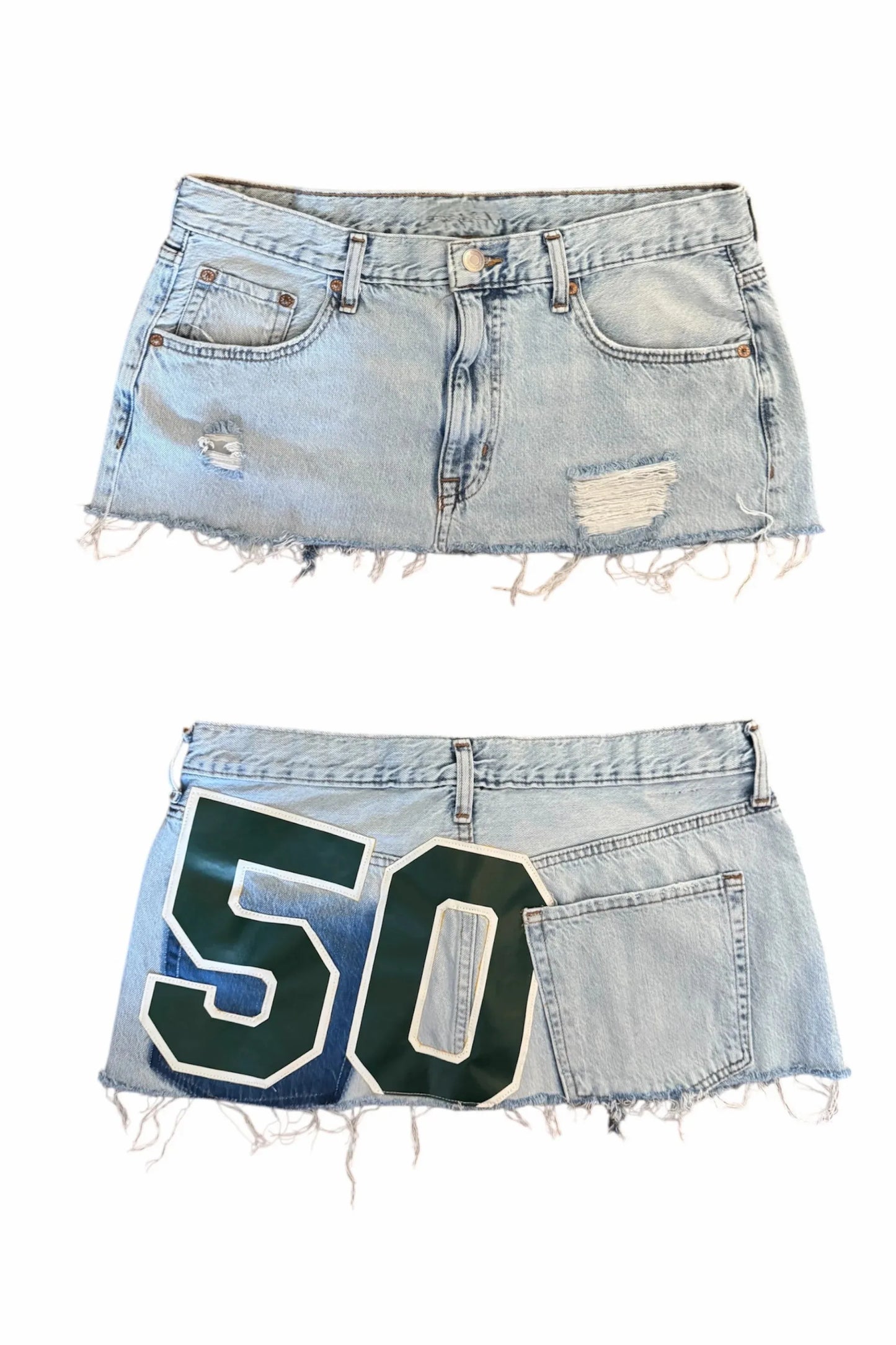 Distressed Denim Skirt