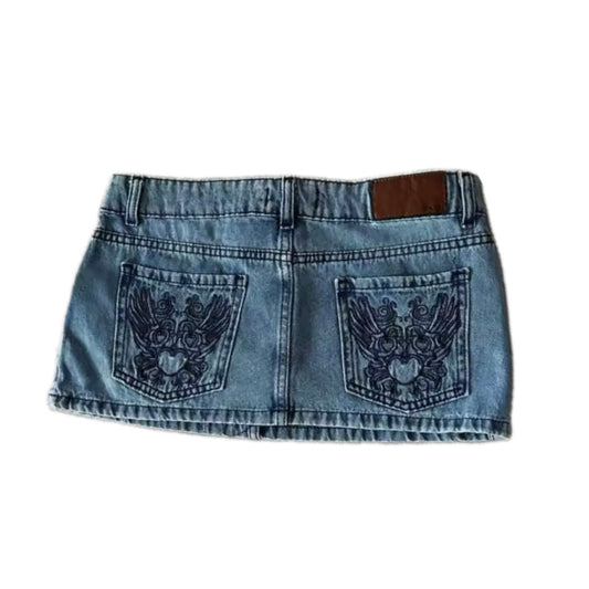 Pocket Embroidery Mini Skirt
