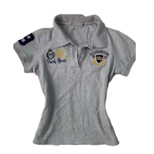 Preppy Embroidered Polo Tee