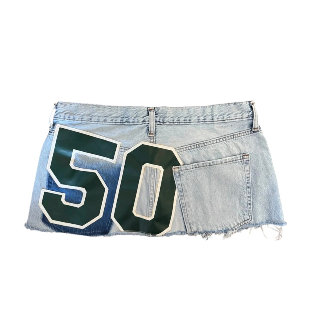 Distressed Denim Skirt