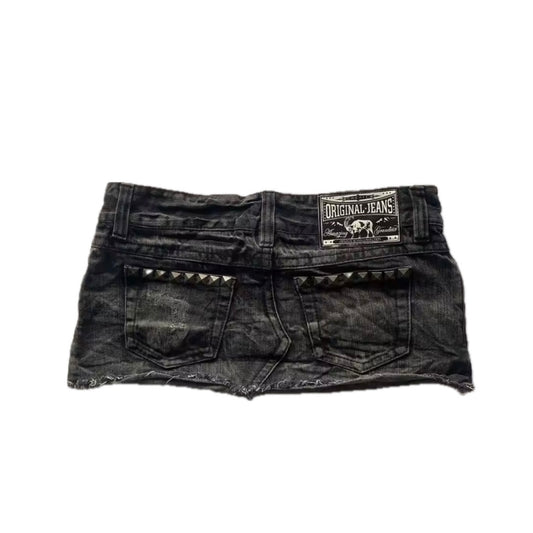 Studded low rise denim