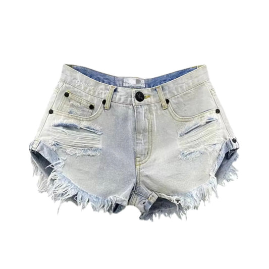 Low Rise Ripped Denim Shorts