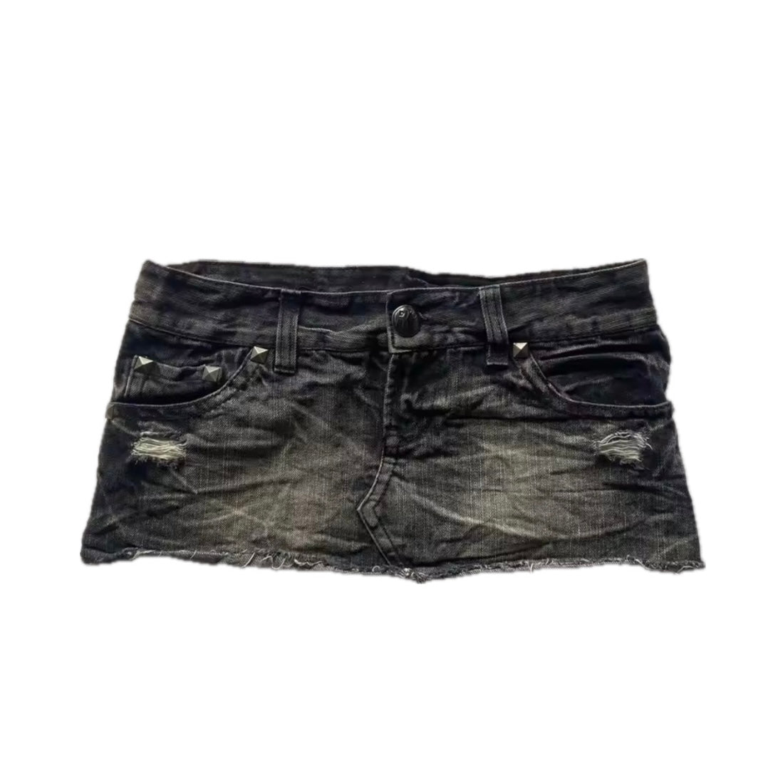 Studded low rise denim