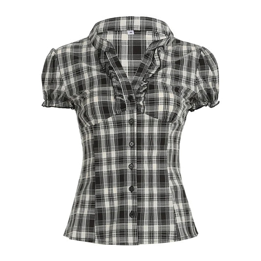 Plaid Ruffle Blouse