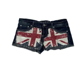 Union Jack Washed Denim Shorts
