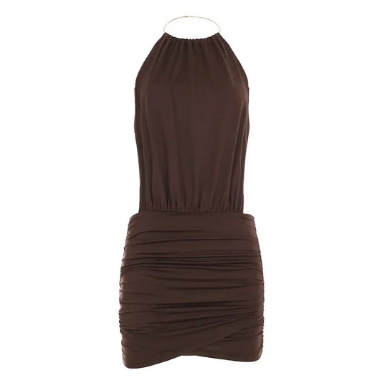 Halter Ruched Mini Dress
