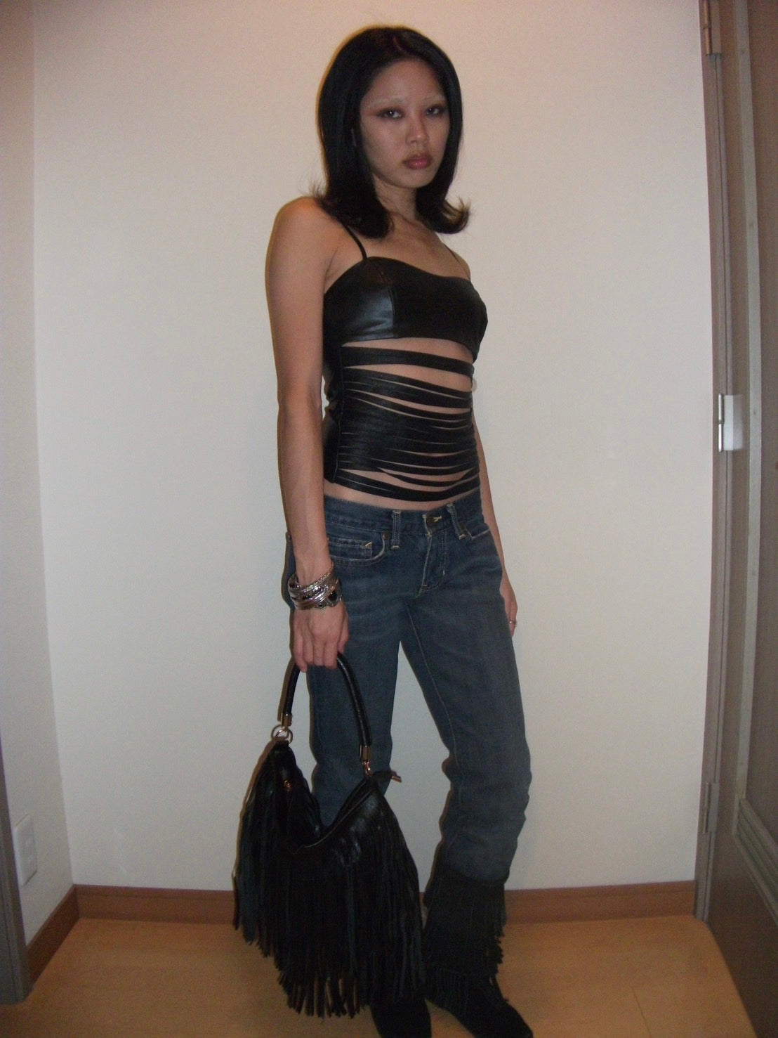 Cut Out Leather Corset